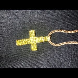 Small Gold 18k Cross Diamond Necklace